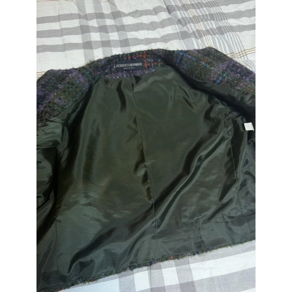 Vtg Herbert Grossman Mohair Wool Tweed Jacket~Sz 6~Plaid Old‎ Money Classic USA